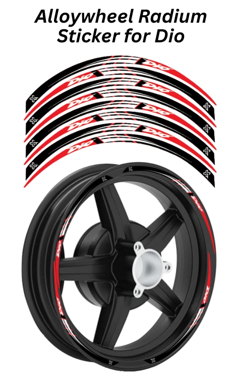 Alloy Wheel Radium Sticker Compatible with Dio | Made in Premium Radium with FPF (Fade Protection Film), Precut Sticker, Waterproof, Pack of 1